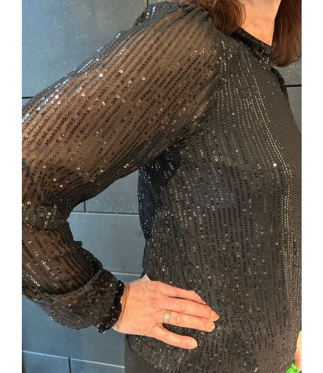 Kaffe Black Sequins Blouse