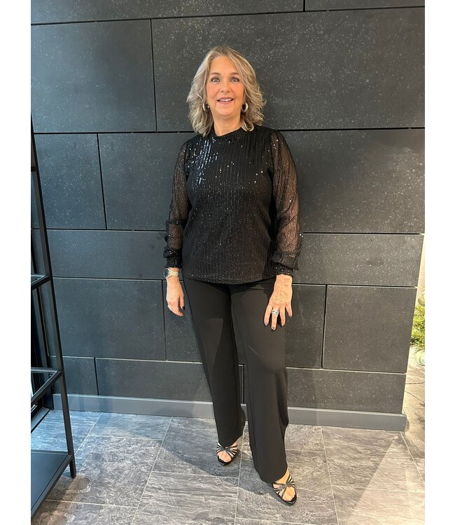 Kaffe Black Sequins Blouse