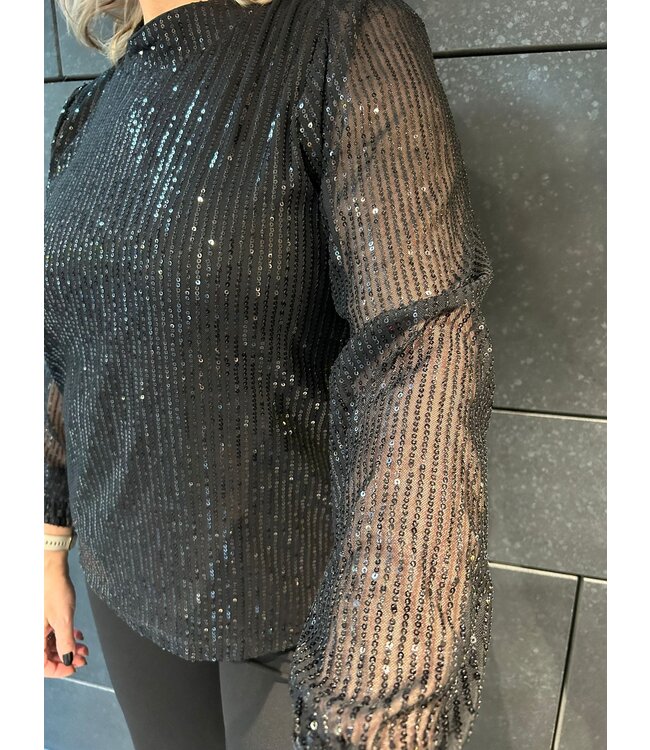 Kaffe Black Sequins Blouse