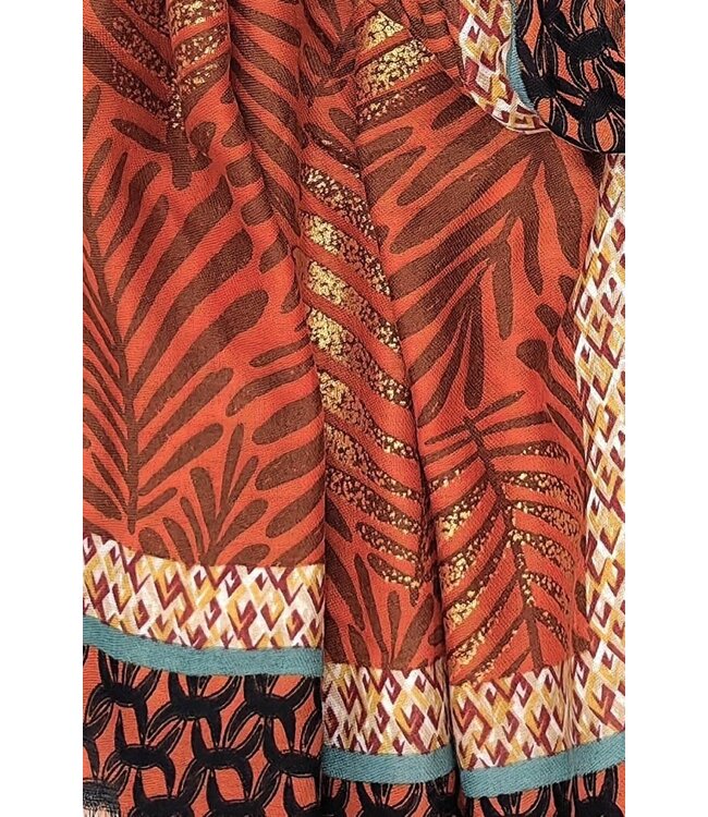 Luxury Leave Scarf Brique