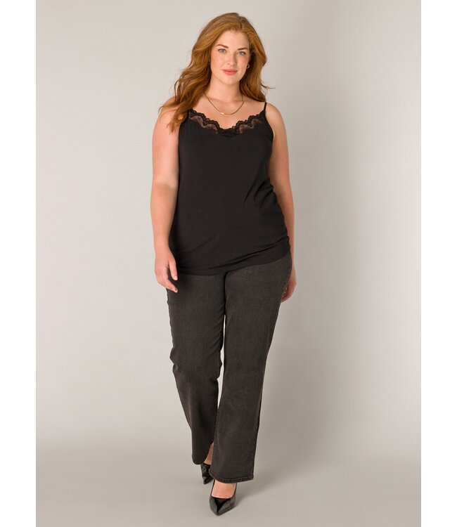 Base Level Curvy Yelina Lace Top Black