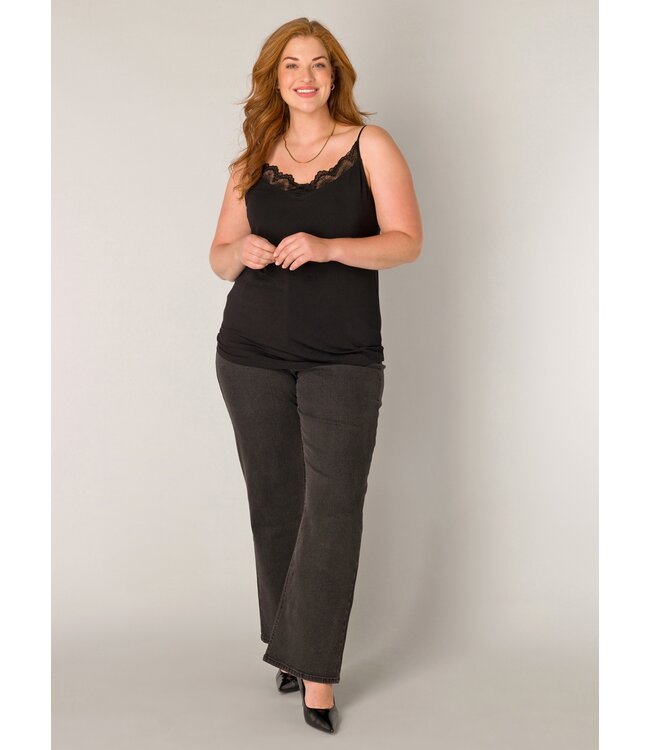 Base Level Curvy Yelina Lace Top Black