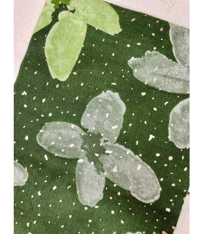 Green Flower Golden Spot Scarf