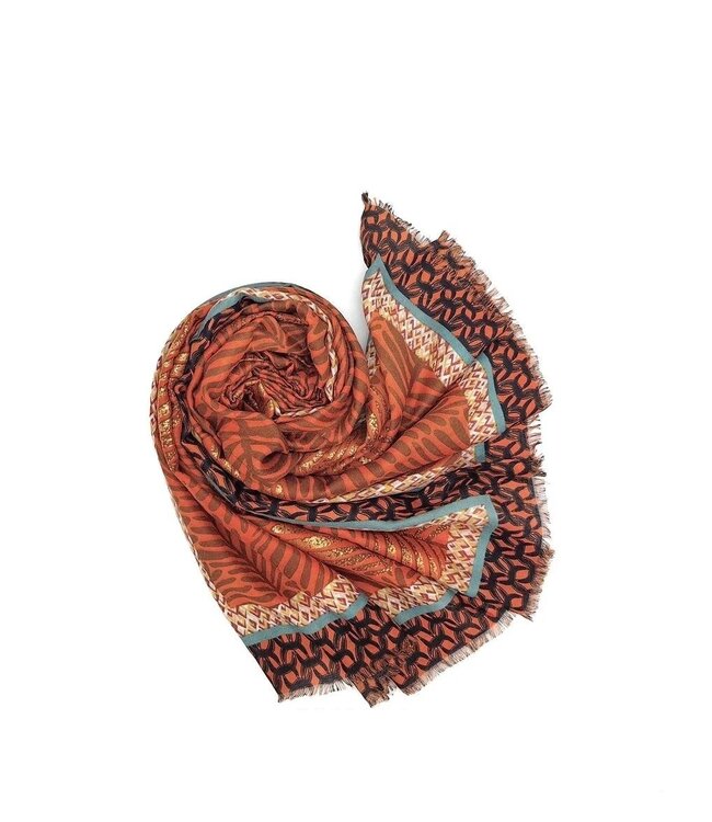 Luxury Leave Scarf Brique