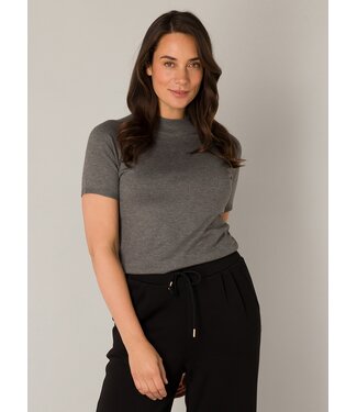 Yest Yest Nanna Knit Top Dark Grey Melange