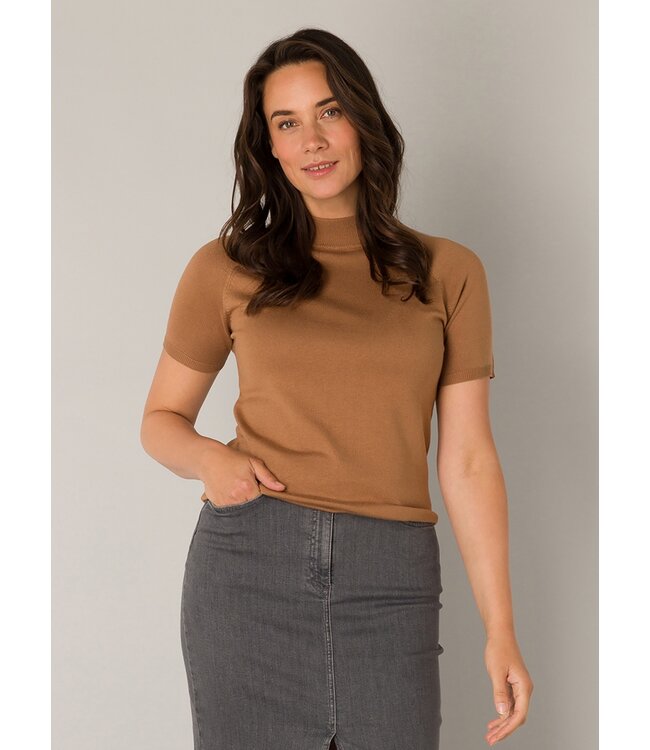 Yest Nanna Knit Top Dark Camel