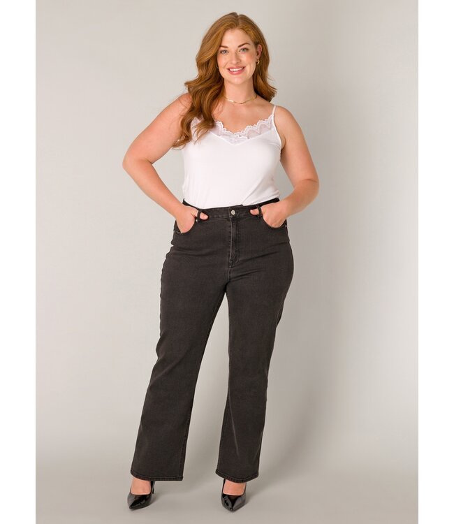 Base Level Curvy Yelina Lace Top White