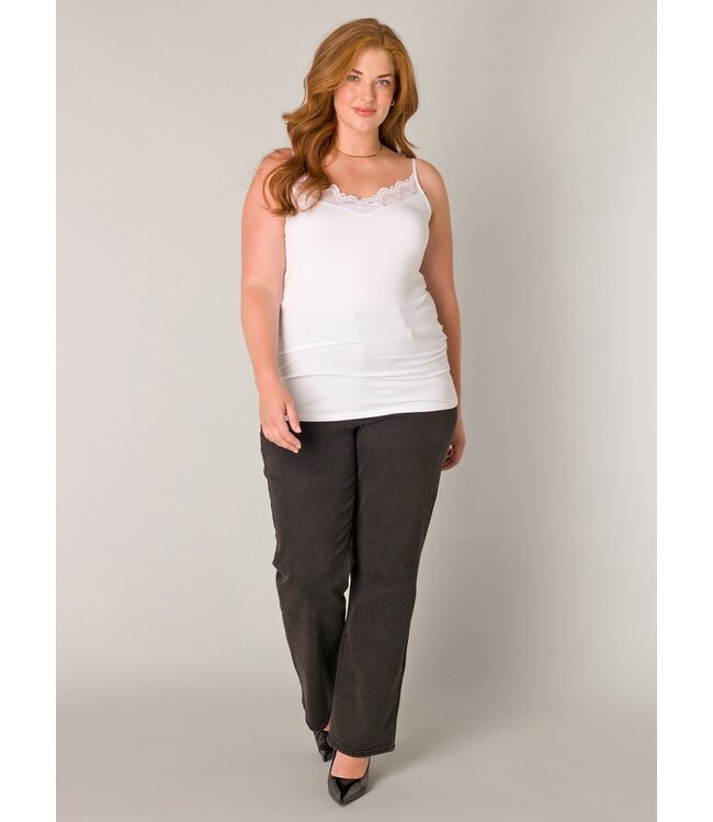 Base Level Curvy Yelina Lace Top White