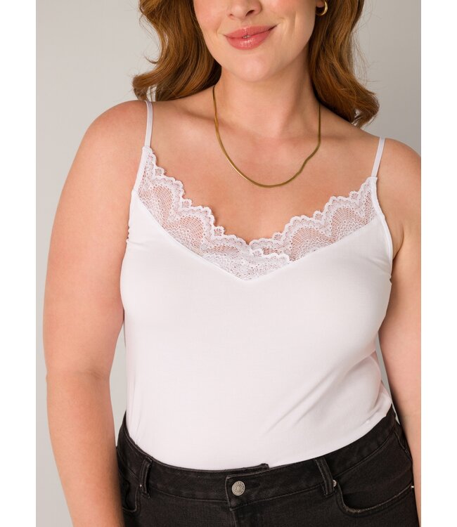 Base Level Curvy Yelina Lace Top White