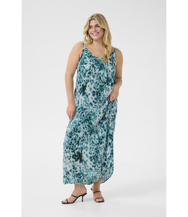 Kaffe Curve Julia Dress Teal Leopard