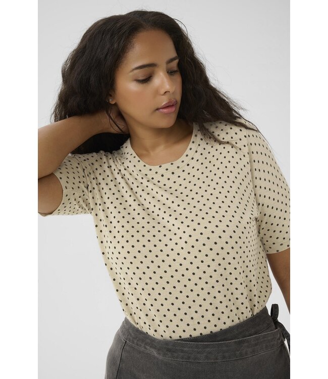 Kaffe Curve Lizzy Pullover Feather Gray Black Dot