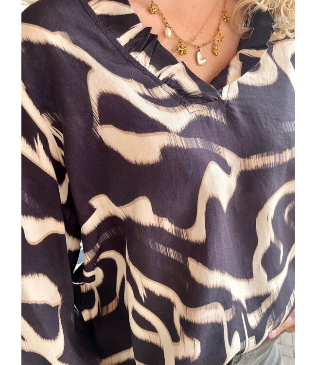 Kaffe Martha Frill Blouse Nature