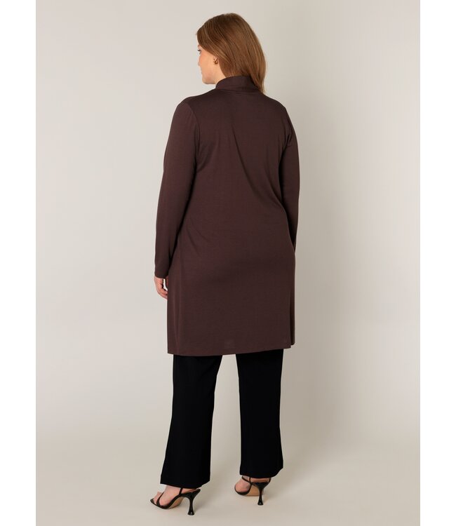 Base Level Curvy Ayla Long Cardigan Brown