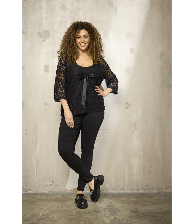 Zhenzi Sevy Lace Cardigan Black