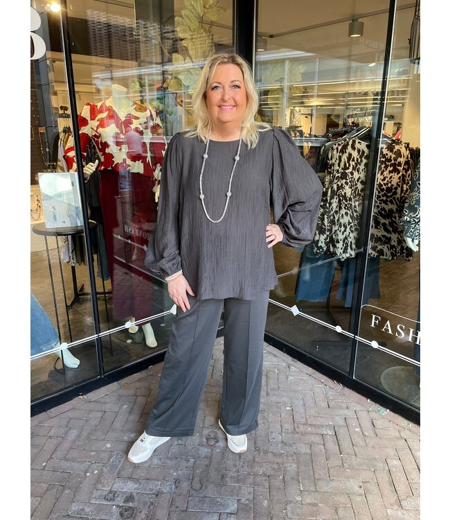 Kaffe Curve Jenna Straight Pants Black Oyster