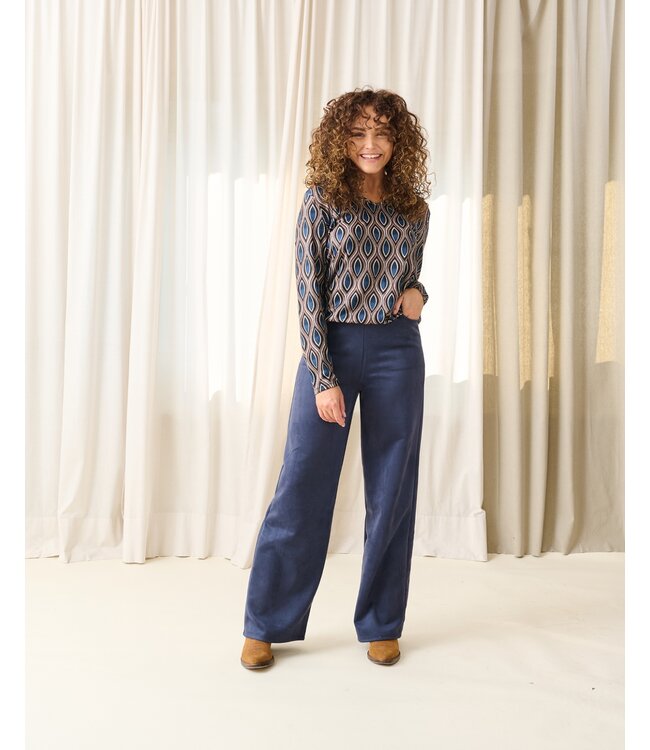 Fos Amsterdam Bentha Pants Suedine Navy