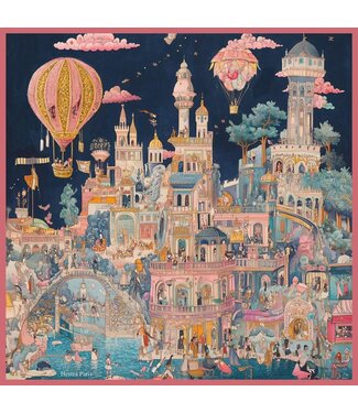 Scarf Portret in Blue/Rose