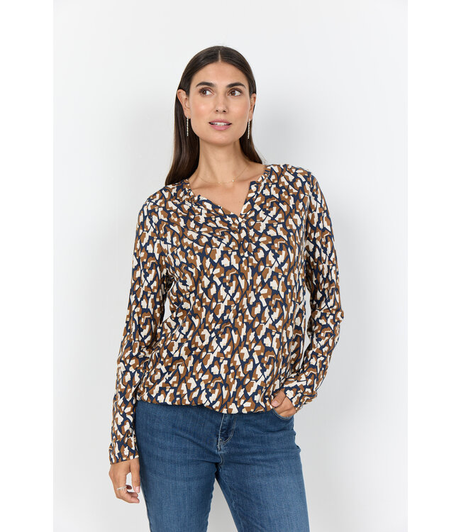 Soya Concept Felicity Top Graphic Navy Camel