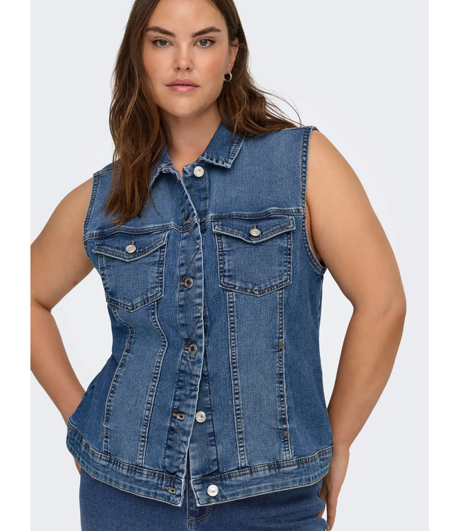 Only Carmakoma Wespa Waistcoat Medium Blue Denim