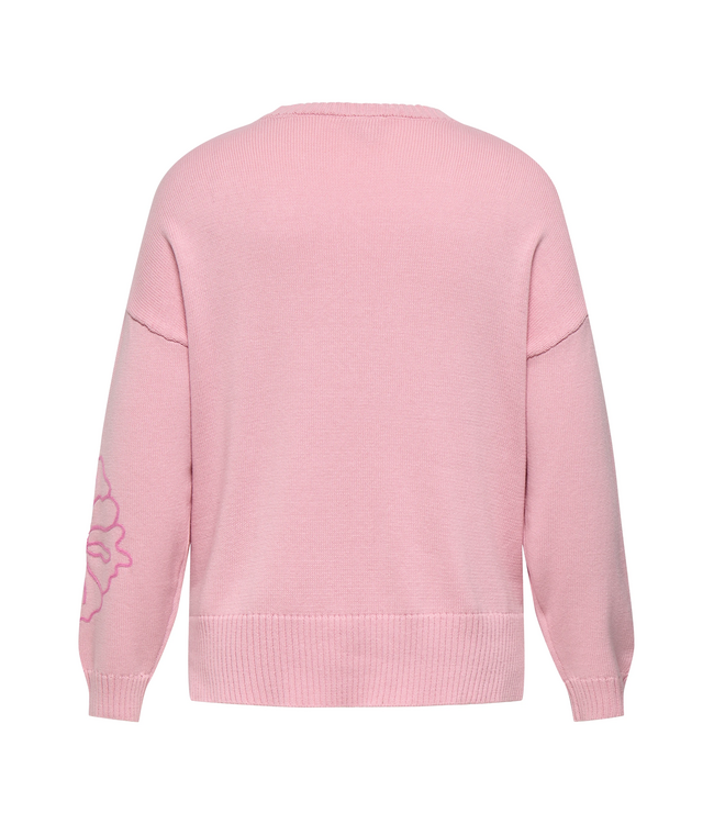Only Carmakoma Petra Flower Knit Pullover Romance Rose