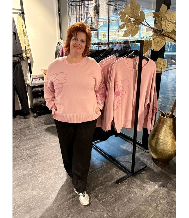 Only Carmakoma Petra Flower Knit Pullover Romance Rose