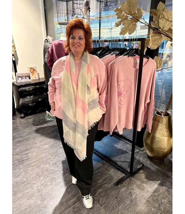 Only Carmakoma Petra Flower Knit Pullover Romance Rose