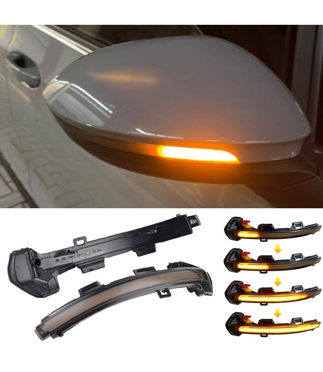 XEOD Dynamische LED richtingaanwijzer geschikt voor Volkswagen Golf 8   - Canbus - Spiegel knipperlicht - Buitenspiegel - Set van 2