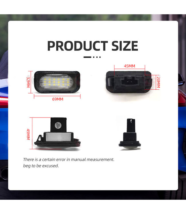 XEOD LED Kentekenverlichting - Kenteken verlichting - Geschikt voor Mercedes W209 & W203- Canbus - 2 stuks 6000K