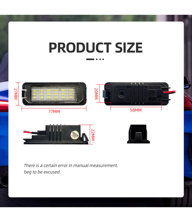 XEOD LED Kentekenverlichting - Kenteken verlichting - Geschikt voor Volkswagen, Seat, Bentley & Porsche - Canbus - 2 stuks 6000K