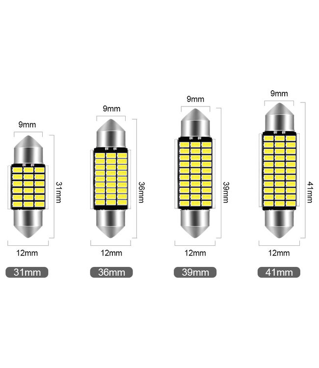 XEOD Lampen set – C5W 31 MM LED – 6000K Wit licht canbus – 2 stuks