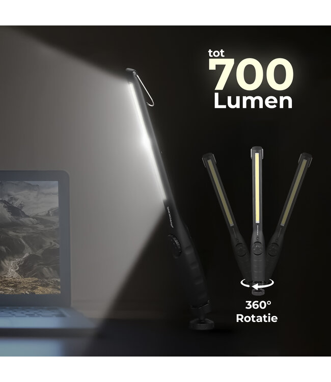 PROKING Professionele COB LED Werklamp - Werk Lamp - Looplamp - Oplaadbaar - 700 Lumen