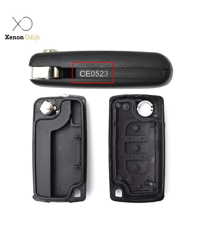 XEOD Autosleutelbehuizing - sleutelbehuizing auto - sleutel - Autosleutel / Geschikt voor: Peugeot - Citroen 3 knops HU83 CE0523
