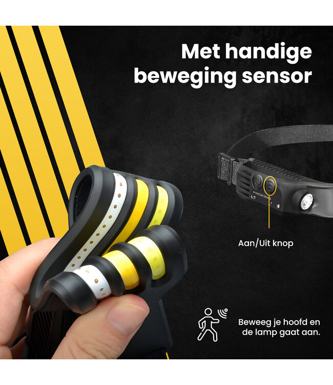PROKING COB LED Hoofdlamp – Hoofdlamp LED Oplaadbaar – Hoofdlampje – IP44 Waterdicht – Zwart - 1000 Lumen