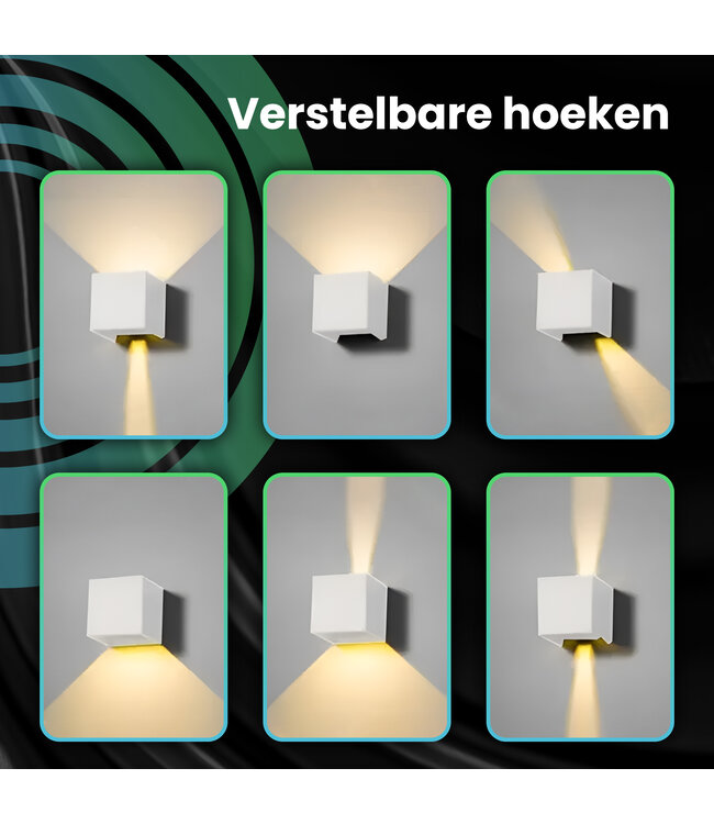 XEOD LED Wandlamp Met Bewegingssensor – Sensor Buitenlamp Binnen Lamp – Waterbestendig – 2700 K – Vierkant – Wit