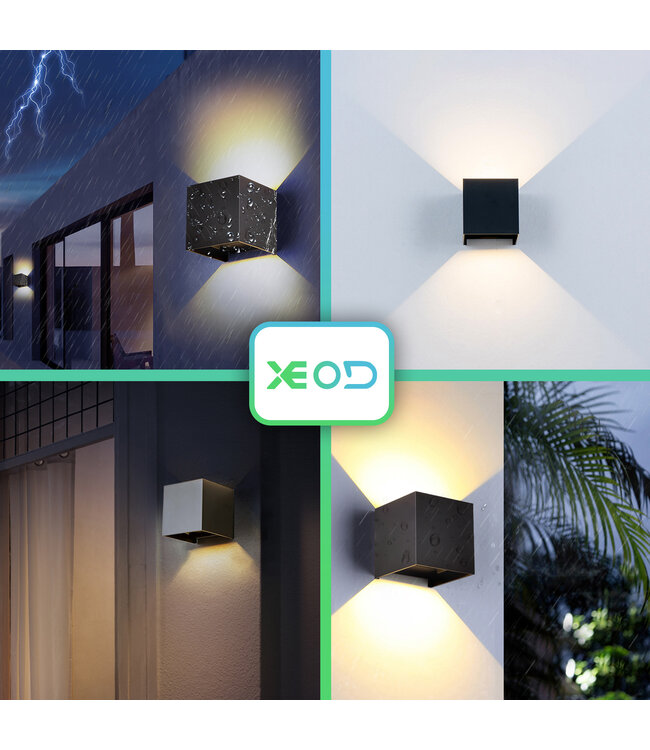 XEOD LED Wandlamp Binnen & Buiten Verlichting - Waterdicht - Met Bevestigingsmateriaal - 12W - Zwart
