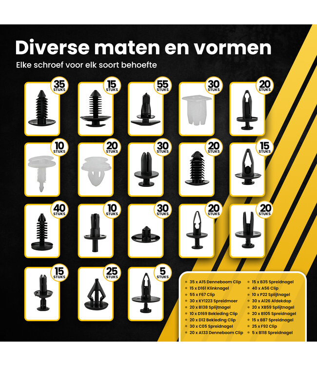 PROKING Deurpaneel klemmen set – Auto Reparatie Kit – 447 Delig – Carrosserie Clips – Deurbekleding Clips – Klinknagels – Demontage Gereedschap