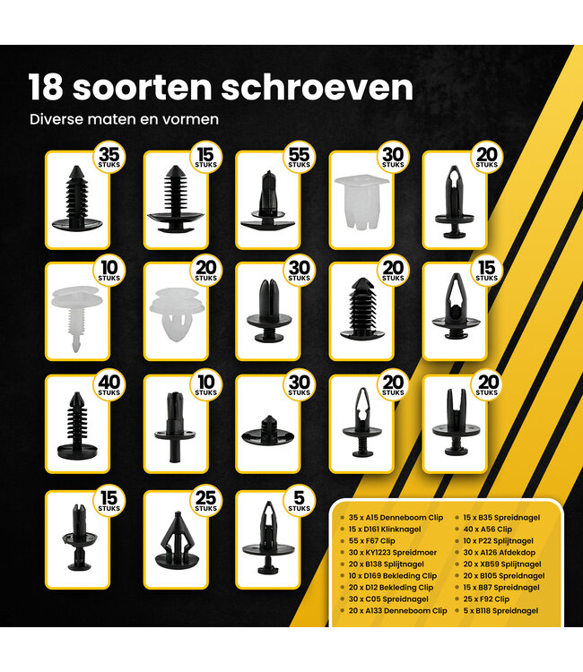 PROKING Deurpaneel klemmen set – Auto Reparatie Kit – 447 Delig – Carrosserie Clips – Deurbekleding Clips – Klinknagels – Demontage Gereedschap