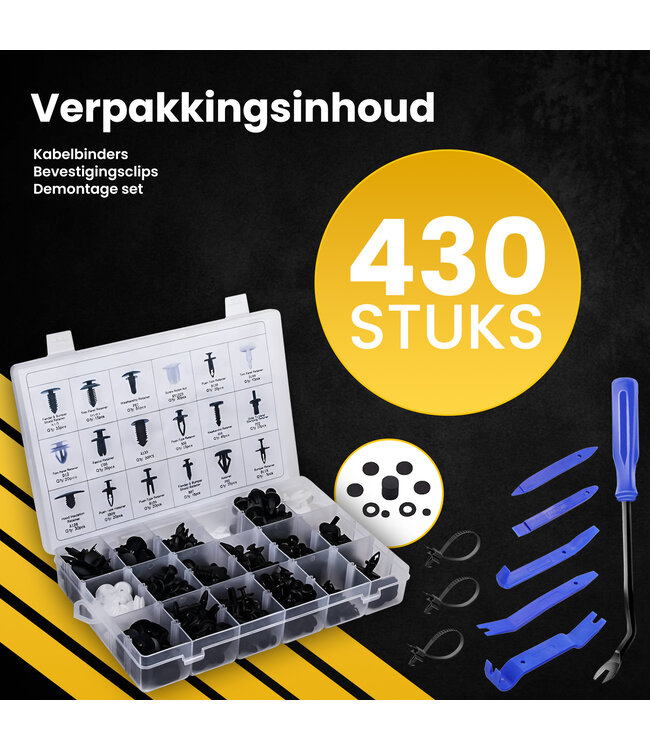 PROKING Deurpaneel klemmen set – Auto Reparatie Kit – 447 Delig – Carrosserie Clips – Deurbekleding Clips – Klinknagels – Demontage Gereedschap
