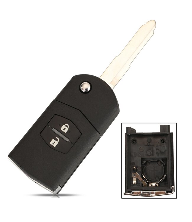 XEOD Autosleutelbehuizing - sleutelbehuizing auto - sleutel - Autosleutel geschikt voor: Mazda 2 knops