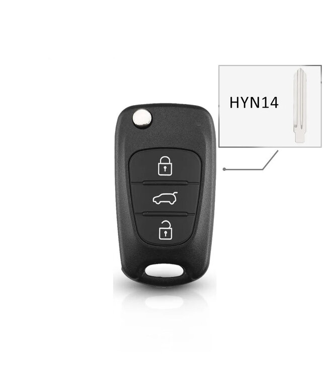 XEOD Autosleutelbehuizing - sleutelbehuizing auto - sleutel - Autosleutel / Geschikt voor: Hyundai / Kia 3 knops Freesgroef links