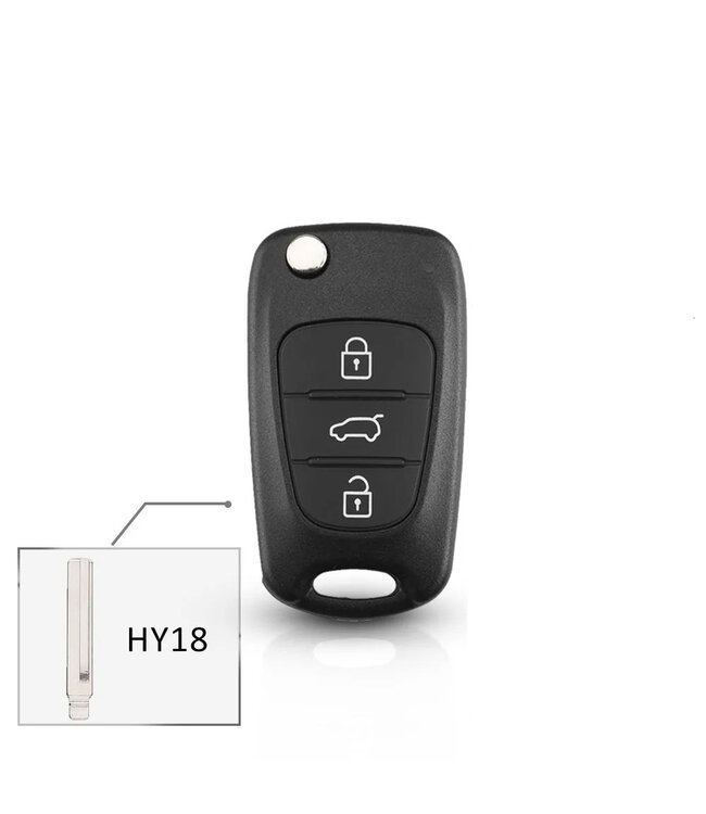 XEOD Autosleutelbehuizing - sleutelbehuizing auto - sleutel - Autosleutel / Geschikt voor: Hyundai Accent inkeping zijkant