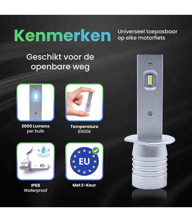 XEOD H1 Perfect Fit motor LED lamp met E-Keur – Auto Verlichting Lamp – Dimlicht en Grootlicht - 1 stuks – 12V