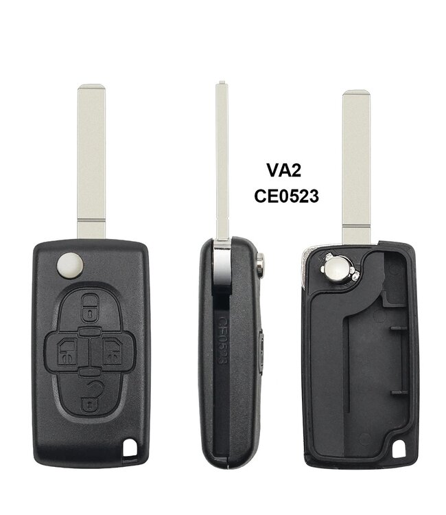 XEOD Autosleutelbehuizing - sleutelbehuizing auto - sleutel - Autosleutel / Geschikt voor: Peugeot 4 knops VA2 CE0523