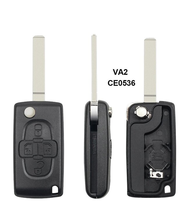 XEOD Autosleutelbehuizing - sleutelbehuizing auto - sleutel - Autosleutel / Geschikt voor: Peugeot 4 knops VA2 CE0536