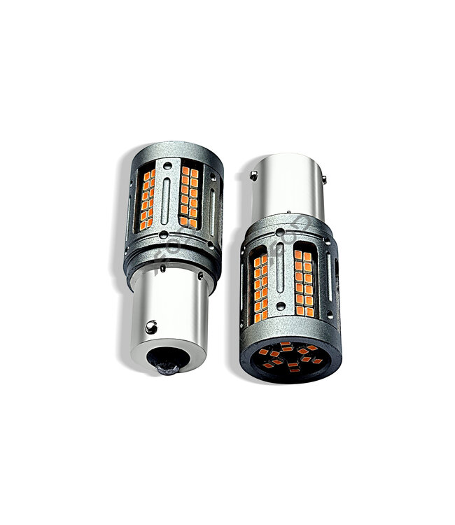 XEOD Xtreme PY21W / BAU15S / 1156 - LED Lampen- Richtingaanwijzer - Autolampen - Dagrijverlichting - USA Light - Stadslicht - Knipperlicht - LED - Canbus - Fel Oranje - 12V - 2 Stuks