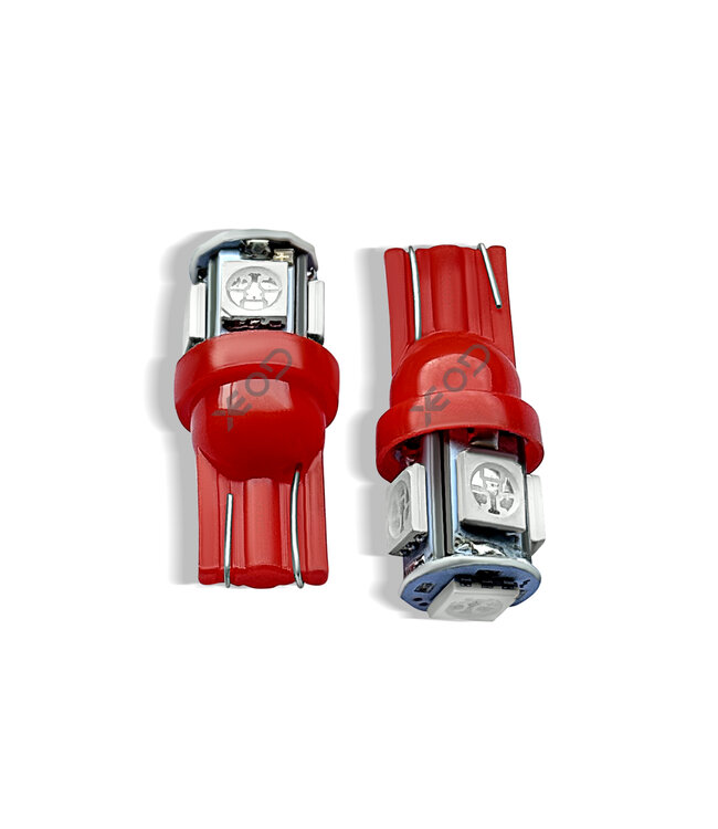 XEOD  W5W T10 LED Rood – Interieur - Exterieur - Stadslicht - Kenteken - Markering – 2 stuks