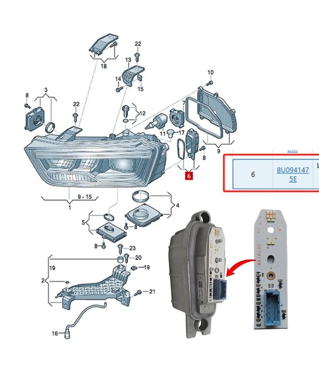 XEODLED DRL Module Rechts / Links 8U0941475E geschikt voor Audi Q3 - Matrix - Koplampen - Dagrijlicht - 1 Stuks