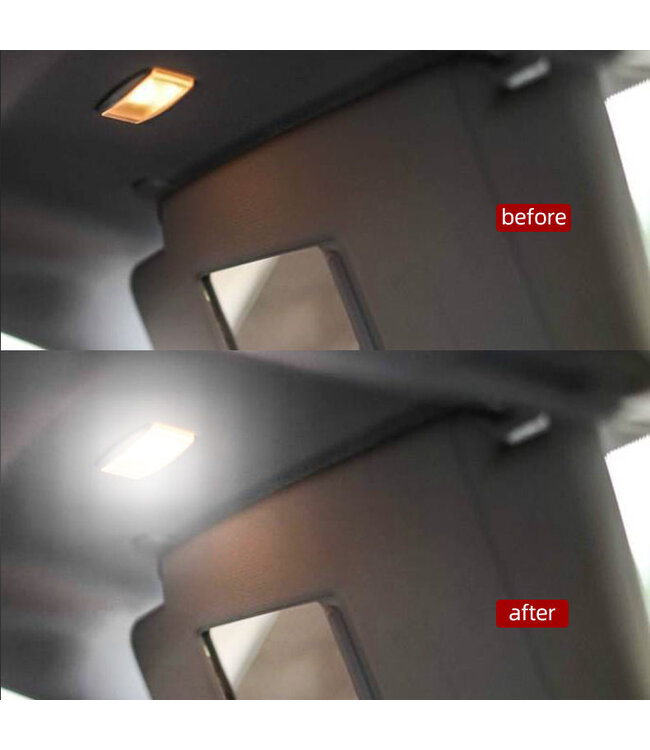 XEOD LED interieur verlichting - 6500K - Zonneklep - Makeup spiegel - Plug en play - Geschikt voor: Volkswagen, Skoda & Skoda - Canbus - 2 stuks 6000K