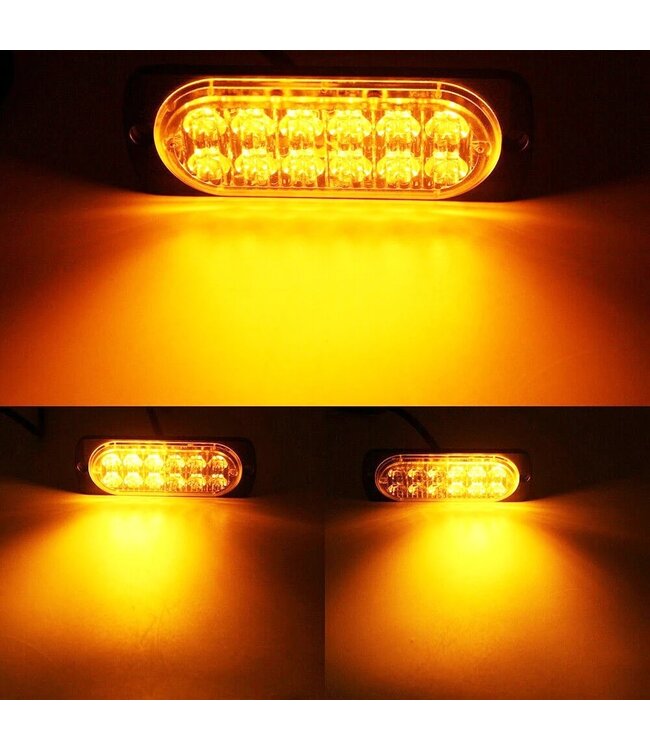 XEOD LED Flitsers Oranje - 12V - 24V - 18 Flits patronen - Gevarenlichten - Vrachtwagen - Bestelauto - Bestel bus - Veilig werken langs de weg - 2 Stuks