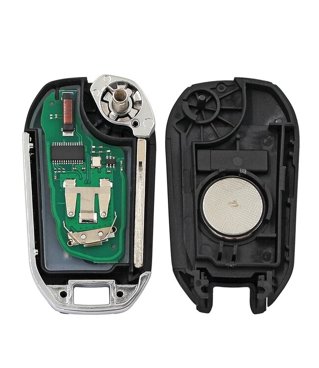 XEOD 3 knops klapsleutel geschikt voor Citroen C3 - C4 - C5 - C6 - Peugeot 308 - 508 - 3008 - Expert - ID4A - 433MHZ - FSK - HU83 - Complete sleutel - Met electronica - 1 stuks